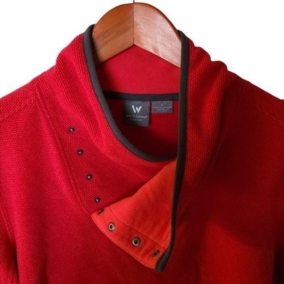 White Sierra Red  Fleece Snap Neck Buttons Pullover‎ size L Large - Picture 4 of 9